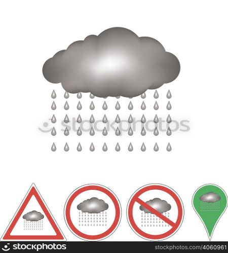 rain cloud of dark with light gradient on signs and pointer for print or design. rain
