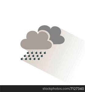 Rain clouds color icon with shadow. Flat vector illustration