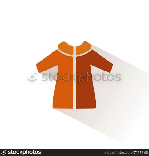 Rain coat color icon with shadow. Flat vector illustration
