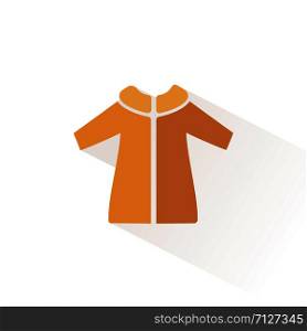 Rain coat color icon with shadow. Flat vector illustration