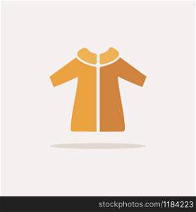 Rain coat. Icon with shadow on a beige background. Clothing flat vector illustration