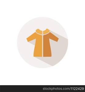 Rain coat. Icon with shadow on a beige circle. Fall flat vector illustration