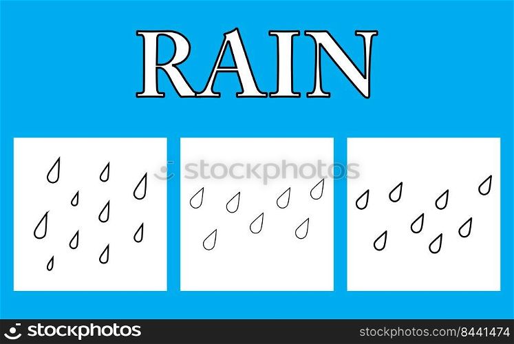 Rain droplet outline vector set. illustration isolated on white