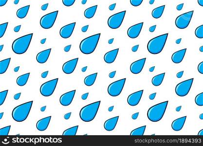 Rain falling. Autumn weather cartoon blue water dripping. Vector pattern isolated on white background.