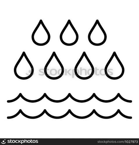 Rain flood icon. Outline rain flood vector icon for web design isolated on white background. Rain flood icon, outline style
