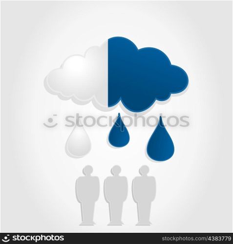 Rain from money for people. A vector illustration