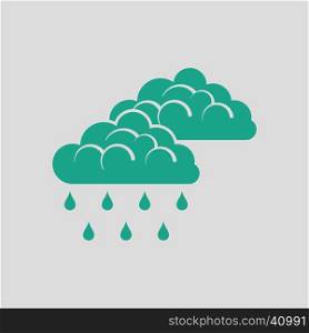 Rain icon. Gray background with green. Vector illustration.