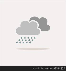 Rain. Icon with shadow on a beige background. Weather flat vector illustration