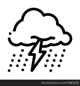Rain Lightning Icon Vector. Outline Rain Lightning Sign. Isolated Contour Symbol Illustration. Rain Lightning Icon Vector Outline Illustration