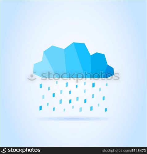 Rain of a drop of water from a blue cloud
