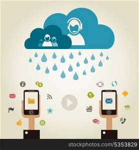 Rain on communication. A vector illustration