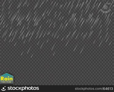 Rain transparent template background. Falling water drops texture. Nature rainfall on checkered background.. Rain transparent template background. Falling water drops texture. Nature rainfall on checkered background. EPS 10 vector file included