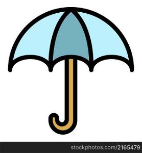 Rain umbrella icon. Outline rain umbrella vector icon color flat isolated. Rain umbrella icon color outline vector