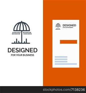 Rain, Umbrella, Weather, Spring Grey Logo Design and Business Card Template