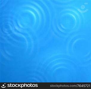 Rain water circles ripple realistic blue color background with waves top view vector illustration