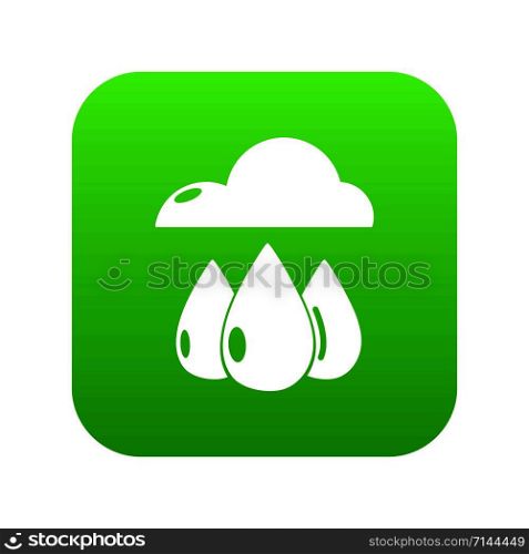 Rain weather icon green vector isolated on white background. Rain weather icon green vector