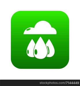Rain weather icon green vector isolated on white background. Rain weather icon green vector