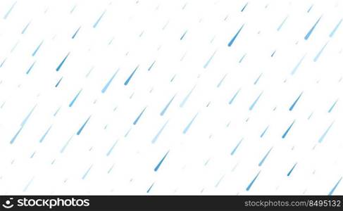 rain with falling water drops on white background