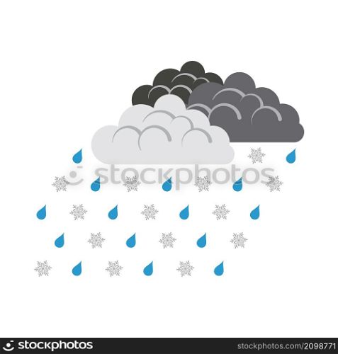 Rain With Snow Icon. Flat Color Design. Vector Illustration.
