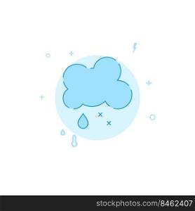 Rain with snow weather forecast vector icon. Flat illustration. Filled line style. Blue monochrome design.. Rain with snow weather forecast flat vector icon. Filled line style. Blue monochrome design.