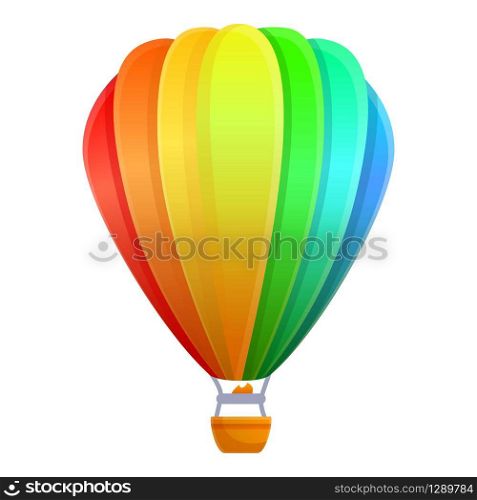 Rainbow air balloon icon. Cartoon of rainbow air balloon vector icon for web design isolated on white background. Rainbow air balloon icon, cartoon style