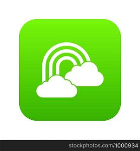 Rainbow and clouds icon digital green for any design isolated on white vector illustration. Rainbow and clouds icon digital green
