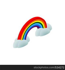 Rainbow and clouds icon in isometric 3d style on a white background. Rainbow and clouds icon, isometric 3d style