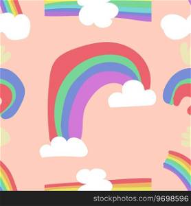 rainbow and clouds icon over white background, colorful design