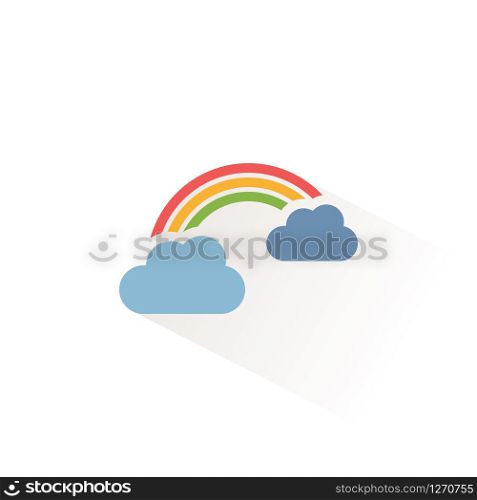 Rainbow and clouds. Isolated color icon. Weather glyph vector illustration