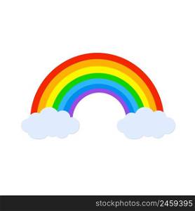 Rainbow and clouds isolated on white background. Vector stock