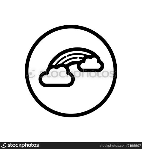 Rainbow and clouds. Outline icon in a circle. Isolated weather vector illustration
