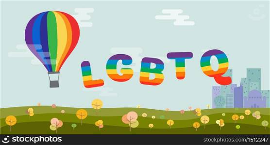Rainbow balloon celebrate Pride day labels collection banner