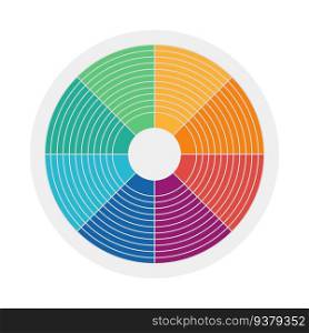 Rainbow circular color spectrum vector design element. Abstract customizable symbol for infographic with blank copy space. Editable shape for instructional graphics. Visual data presentation component. Rainbow circular color spectrum vector design element