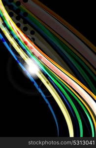 Rainbow color wavy lines on black background. Rainbow color wavy lines on black background. Minimalistic dark background with stripes and light effects