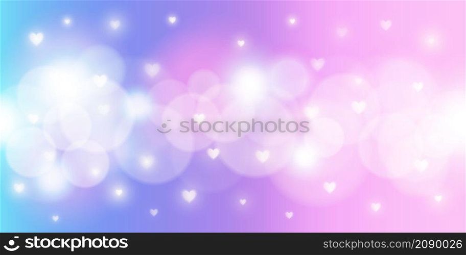 Rainbow fantasy background. Holographic illustration in pastel colors. Multicolored unicorn sky with stars, hearts and bokeh. Vector.. Rainbow fantasy background. Holographic illustration in pastel colors. Multicolored unicorn sky with stars, hearts and bokeh. Vector