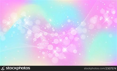 Rainbow fantasy background. Holographic illustration in pastel colors. Multicolored unicorn sky with stars and bokeh. Rainbow fantasy background. Holographic illustration in pastel colors. Multicolored unicorn sky with stars and bokeh.