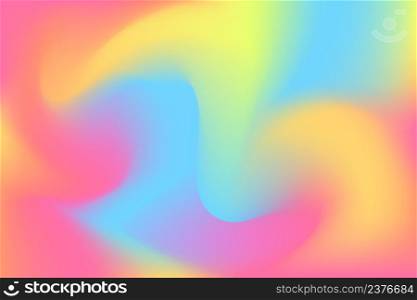Rainbow fantasy background. Holographic illustrationon in pastel colors. Multicolored sky. Vector