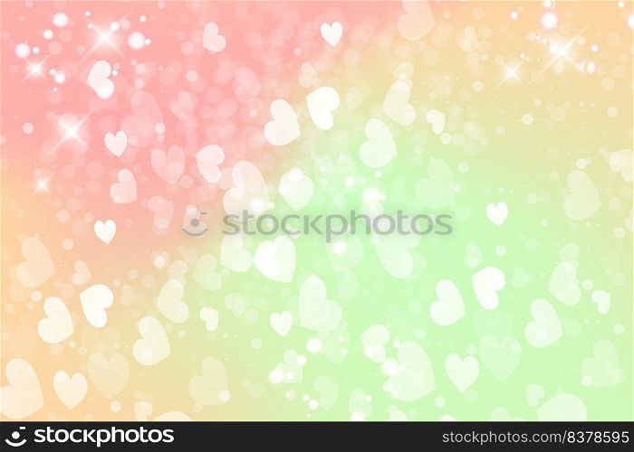 Rainbow fantasy background with hearts and stars. Holographic illustration in pastel colors. Cute cartoon unicorn wallpaper Bright multicolored sky. Vector. Rainbow fantasy background with hearts and stars. Holographic illustration in pastel colors. Cute cartoon unicorn wallpaper Bright multicolored sky. Vector.