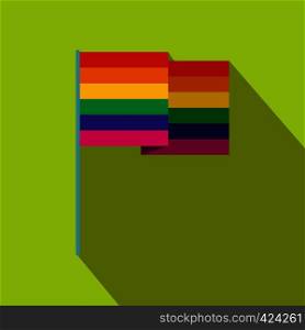 Rainbow flag flat icon with shadow on the background. Rainbow flag flat icon