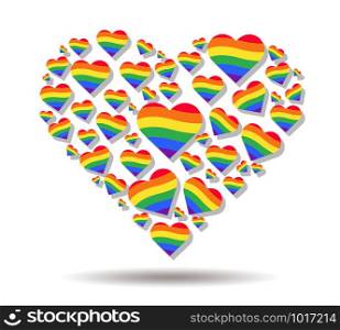 rainbow flag. LGBT gay pride sign. rainbow heart vector and background