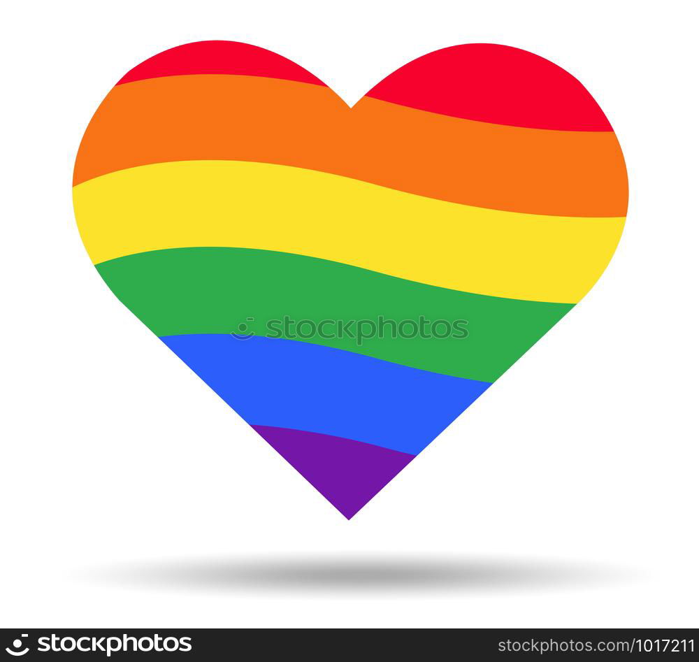 Rainbow Flag LGBT Symbol On Heart Vector EPS10 — Stockphotos.com