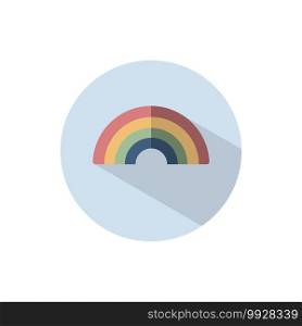 Rainbow. Flat color icon on a circle. Weather vector illustration