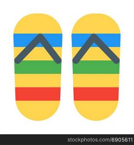 rainbow flip flops, icon on isolated background