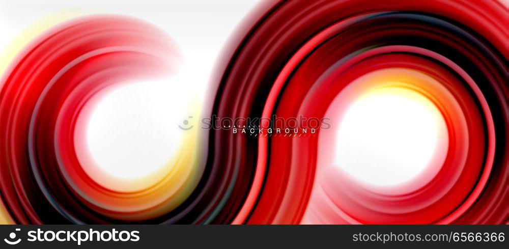 Rainbow fluid color line abstract background - swirl and circles, twisted liquid colours design, colorful marble or plastic wavy texture backdrop, multicolored template for business or technology presentation or web brochure cover layout, wallpaper. Rainbow fluid color line abstract background - swirl and circles, twisted liquid colours design, colorful marble or plastic wavy texture backdrop, multicolored template for business or technology presentation or web brochure cover layout, wallpaper. Vector illustration