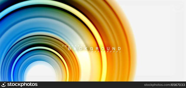 Rainbow fluid color line abstract background - swirl and circles, twisted liquid colours design, colorful marble or plastic wavy texture backdrop, multicolored template for business or technology presentation or web brochure cover layout, wallpaper. Rainbow fluid color line abstract background - swirl and circles, twisted liquid colours design, colorful marble or plastic wavy texture backdrop, multicolored template for business or technology presentation or web brochure cover layout, wallpaper. Vector illustration