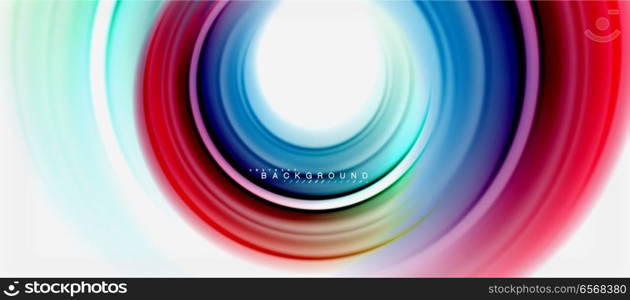 Rainbow fluid color line abstract background - swirl and circles, twisted liquid colours design, colorful marble or plastic wavy texture backdrop, multicolored template for business or technology presentation or web brochure cover layout, wallpaper. Rainbow fluid color line abstract background - swirl and circles, twisted liquid colours design, colorful marble or plastic wavy texture backdrop, multicolored template for business or technology presentation or web brochure cover layout, wallpaper. Vector illustration