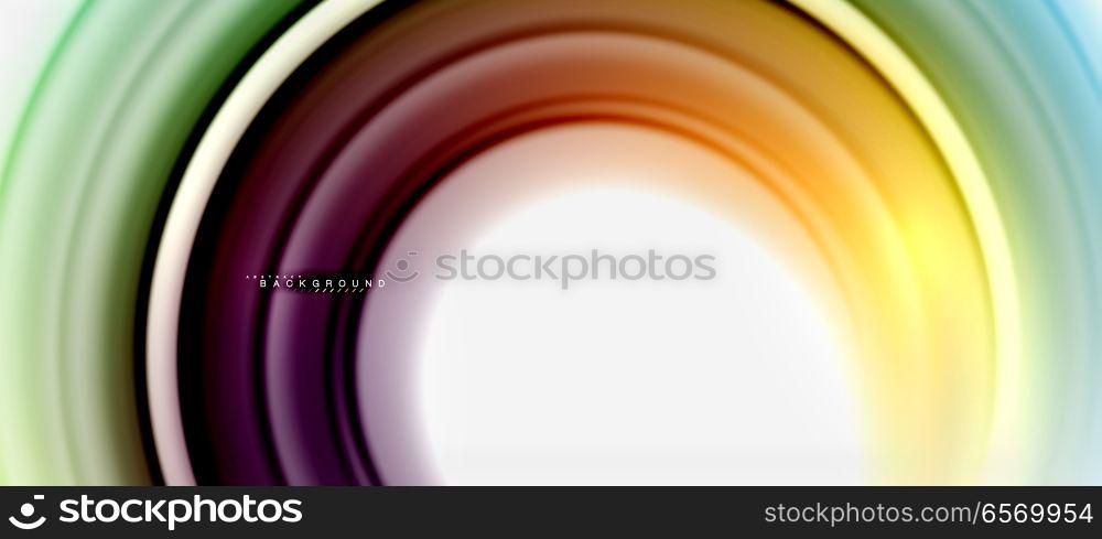 Rainbow fluid color line abstract background - swirl and circles, twisted liquid colours design, colorful marble or plastic wavy texture backdrop, multicolored template for business or technology presentation or web brochure cover layout, wallpaper. Rainbow fluid color line abstract background - swirl and circles, twisted liquid colours design, colorful marble or plastic wavy texture backdrop, multicolored template for business or technology presentation or web brochure cover layout, wallpaper. Vector illustration