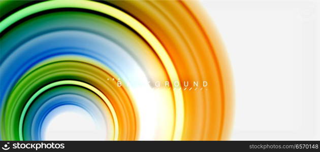 Rainbow fluid color line abstract background - swirl and circles, twisted liquid colours design, colorful marble or plastic wavy texture backdrop, multicolored template for business or technology presentation or web brochure cover layout, wallpaper. Rainbow fluid color line abstract background - swirl and circles, twisted liquid colours design, colorful marble or plastic wavy texture backdrop, multicolored template for business or technology presentation or web brochure cover layout, wallpaper. Vector illustration