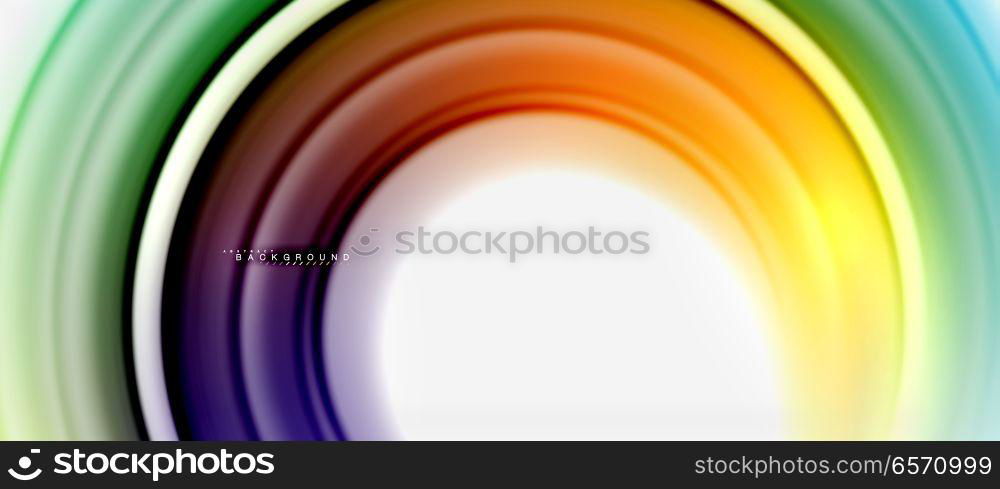 Rainbow fluid color line abstract background - swirl and circles, twisted liquid colours design, colorful marble or plastic wavy texture backdrop, multicolored template for business or technology presentation or web brochure cover layout, wallpaper. Rainbow fluid color line abstract background - swirl and circles, twisted liquid colours design, colorful marble or plastic wavy texture backdrop, multicolored template for business or technology presentation or web brochure cover layout, wallpaper. Vector illustration