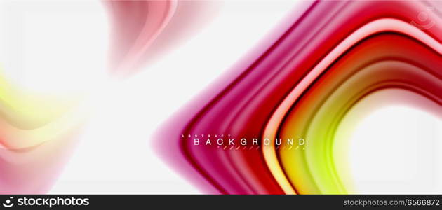 Rainbow fluid colors abstract background twisted liquid design, colorful marble or plastic wavy texture backdrop, multicolored template for business or technology presentation or web brochure cover layout, wallpaper. Rainbow fluid colors abstract background twisted liquid design, colorful marble or plastic wavy texture backdrop, multicolored template for business or technology presentation or web brochure cover layout, wallpaper. Vector illustration